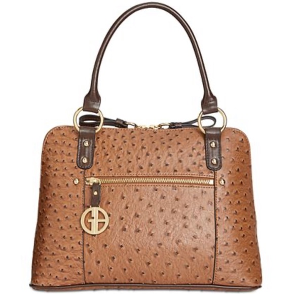 NWT  Ostrich-Embossed Dome Satchel - Picture 4 of 10